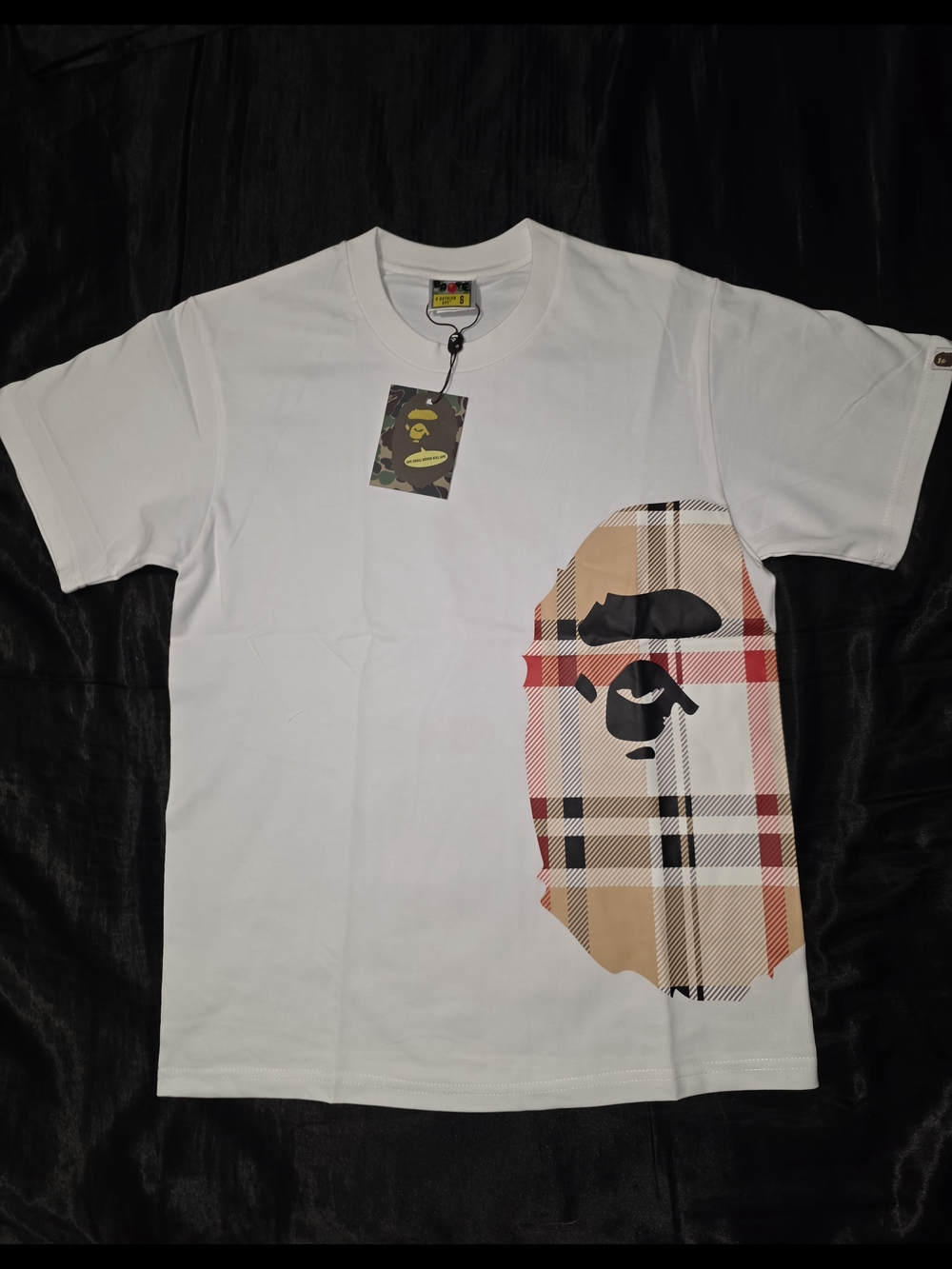 BAPE x Burberry Check Side Big Ape Head T-Shirts, White